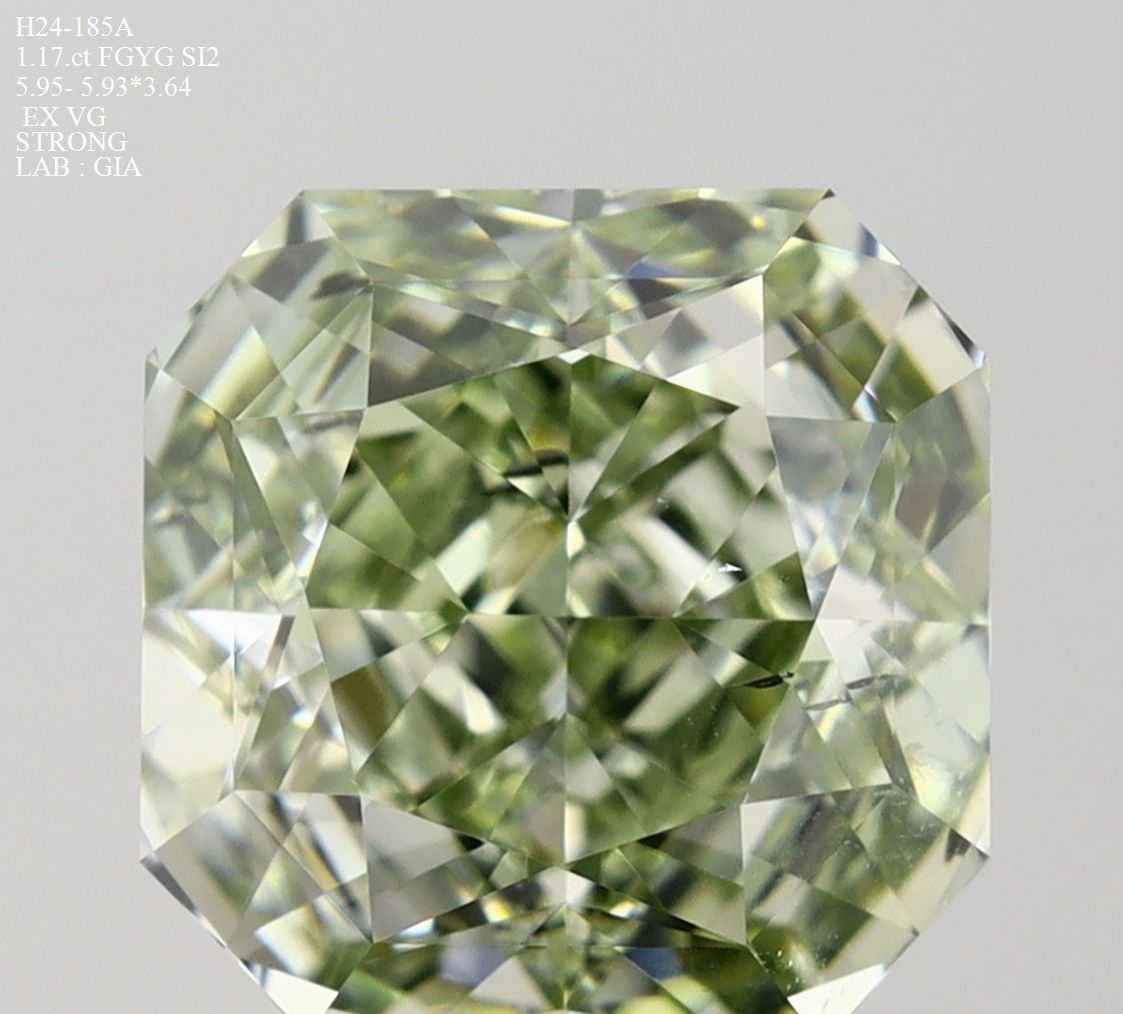 Asscher Fancy Grayish Yellowish Green Natural Diamond 1.17ct SI2 loose diamond
