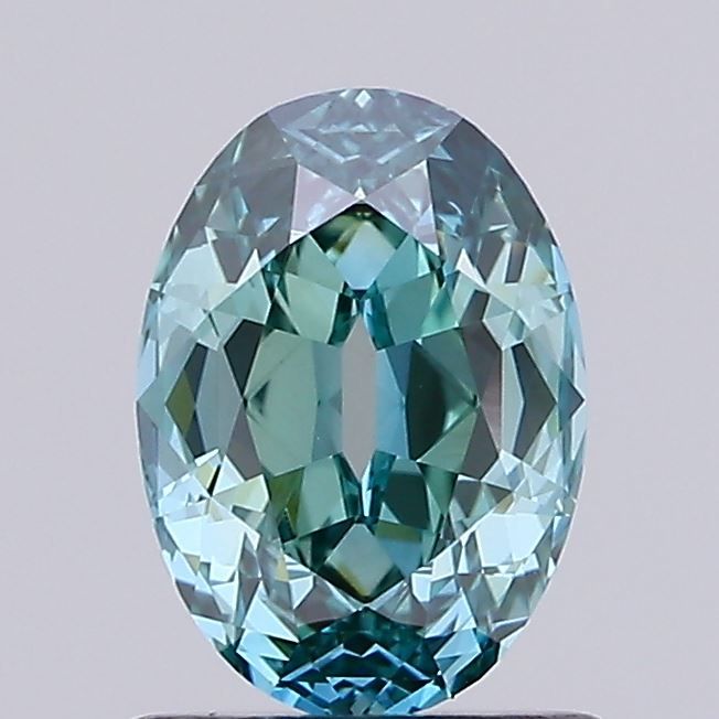 Oval Fancy Vivid Greenish Blue Lab-grown Diamond 1.11ct VVS2 loose diamond