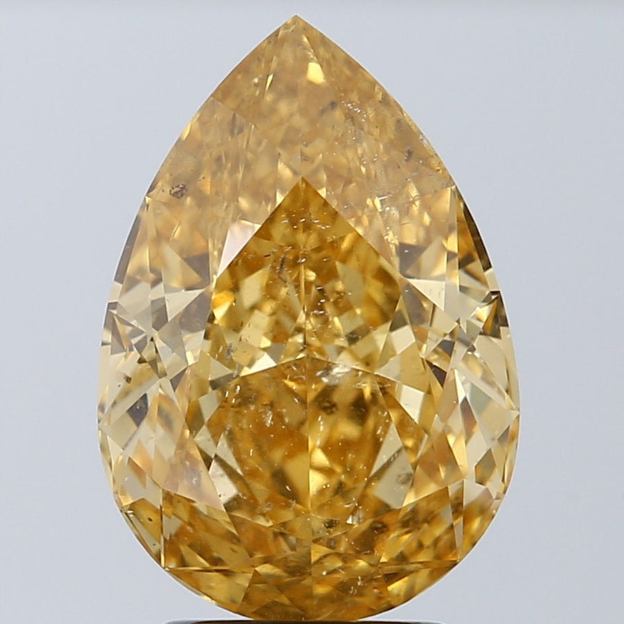 Pear Fancy Intense Yellow Orange Natural Diamond 3.14ct loose diamond