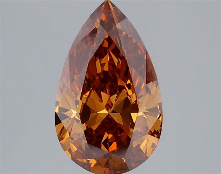 Pear Fancy Vivid Brownish Orange Lab-grown Diamond 2.12ct VS1 loose diamond