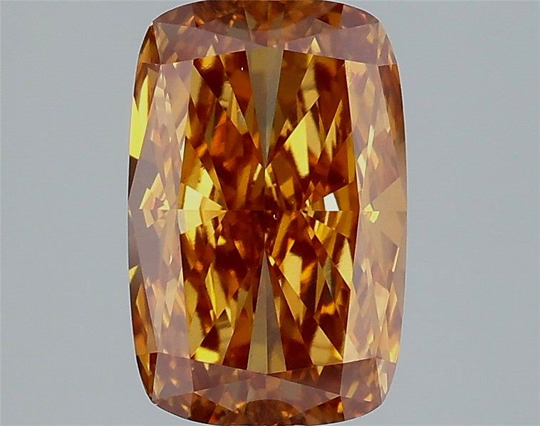 Cushion Fancy Vivid Brown Orange Lab-grown Diamond 2.71ct VS1 loose diamond