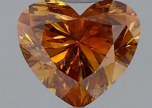 Heart Fancy Deep Brownish Yellowish Orange Natural Diamond 1ct I2 loose diamond