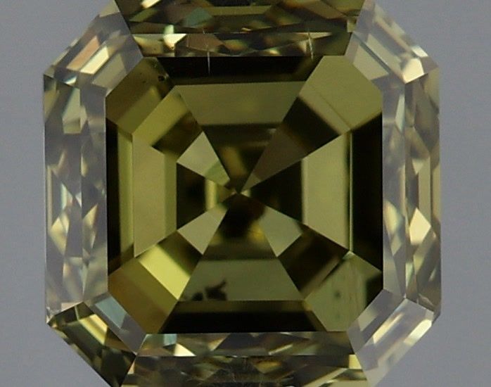 Square Emerald Fancy Dark Gray Greenish Yellow Natural Diamond 1ct SI1 loose diamond