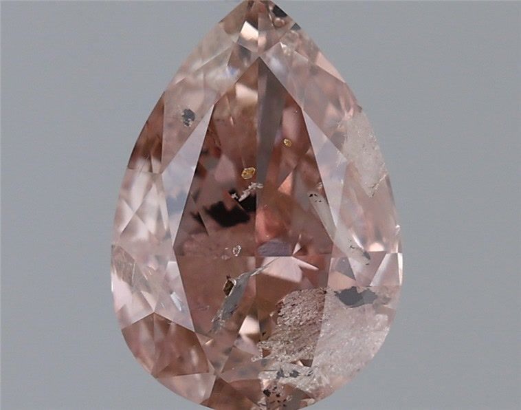 Pear Fancy Orangey Pink Natural Diamond 0.52ct I2 loose diamond