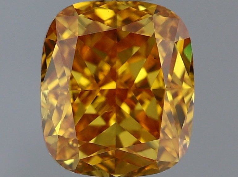 Cushion Fancy Vivid Yellow Orange Natural Diamond 0.7ct SI1 loose diamond