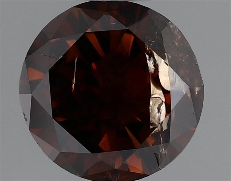 Round Fancy Dark Orangey Brown Natural Diamond 0.85ct loose diamond
