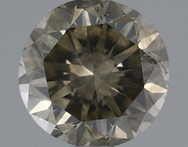 Round Fancy Dark Yellowish Green Gray Natural Diamond 0.44ct loose diamond