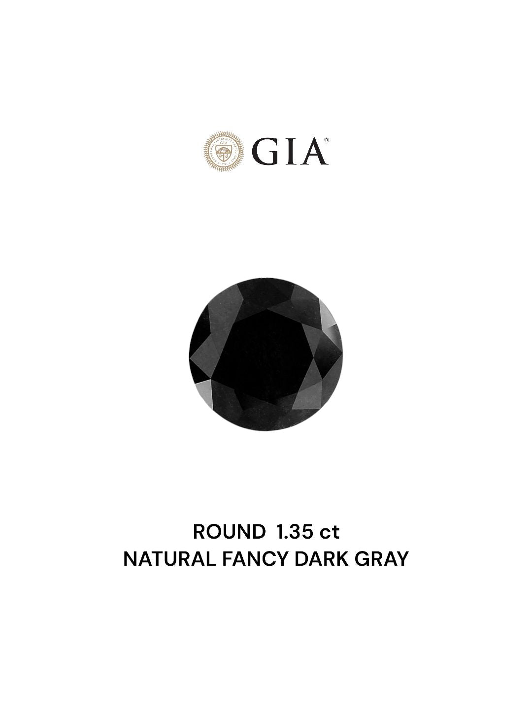 Round Fancy Dark Gray Natural Diamond 1.35ct VVS2 loose diamond