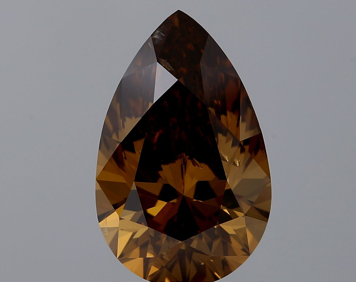 Pear Fancy Dark Orangey Brown Natural Diamond 3.51ct SI2 loose diamond