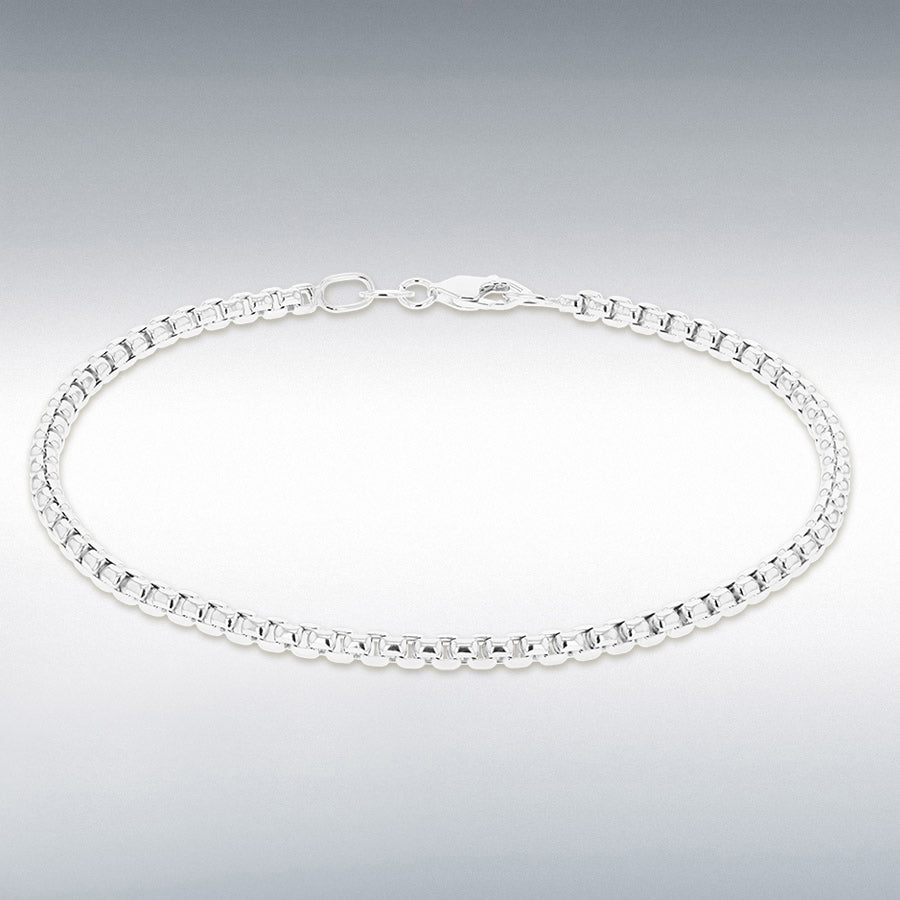 14ct White Gold Diamond-Cut Box Bracelet