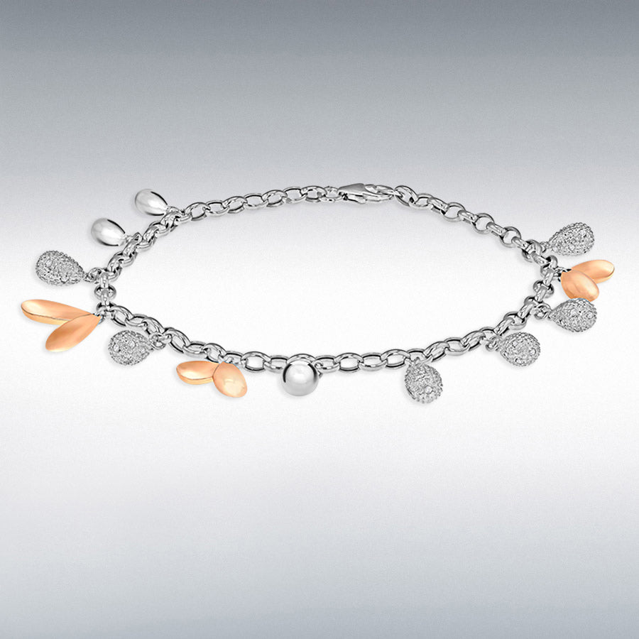 18ct White and Rose Gold Diamond Charm Bracelet, 0.28ct total