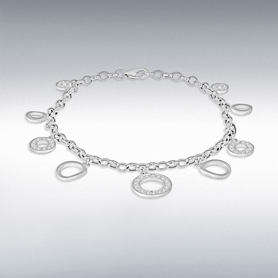 18ct White Gold Diamond Disc Charm Bracelet, 0.26ct total