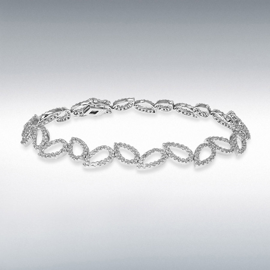 18ct White Gold Diamond Teardrop Link Bracelet, 1.70ct total