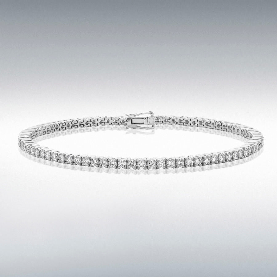 18ct White Gold Lab-Grown Diamond Tennis Bracelet, 3.00ct total