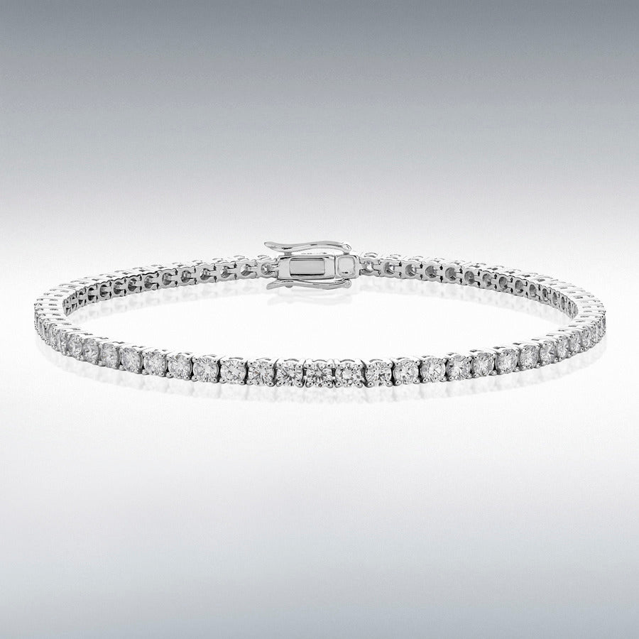 18ct White Gold Lab-Grown Diamond Tennis Bracelet, 5.00ct total