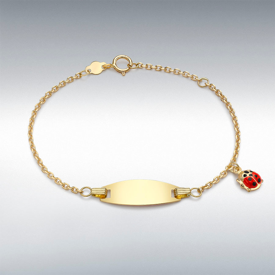 18ct Yellow Gold Ladybird Charm ID Child's Adjustable Bracelet