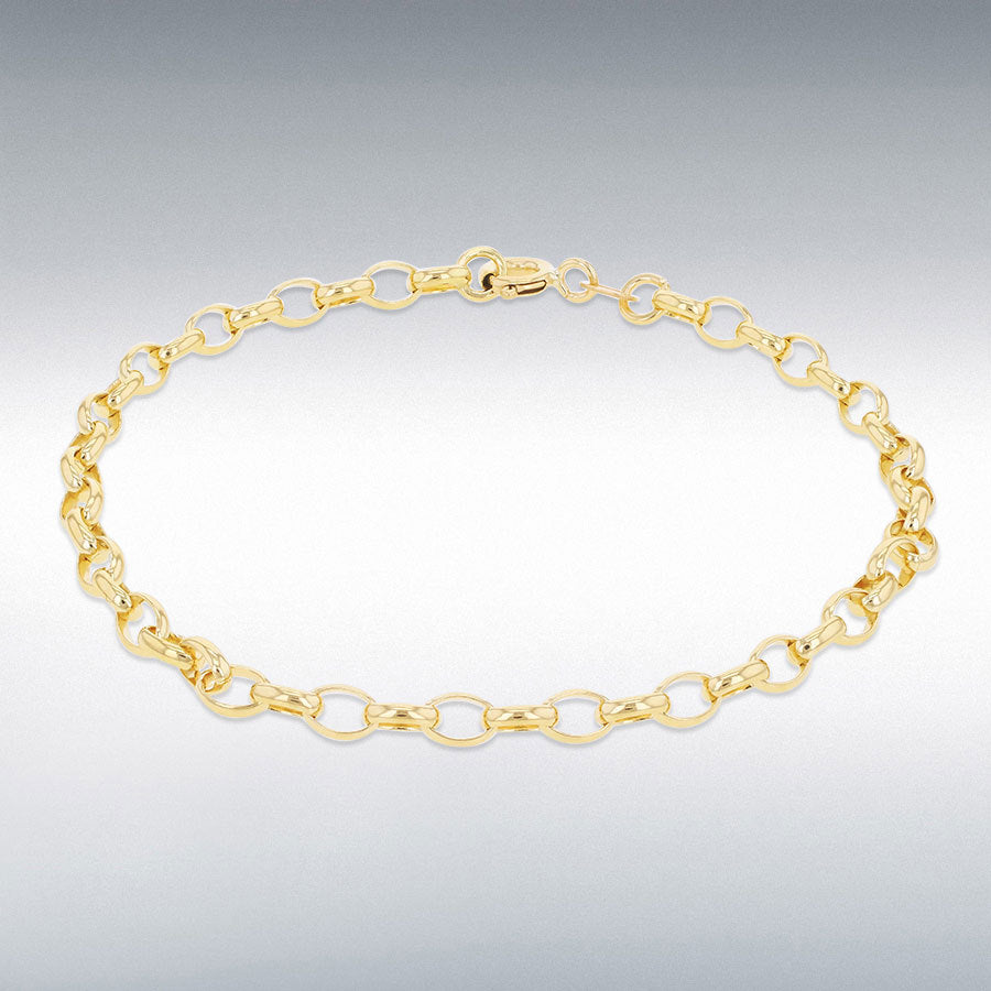 18ct Yellow Gold Solid Oval Belcher Bracelet