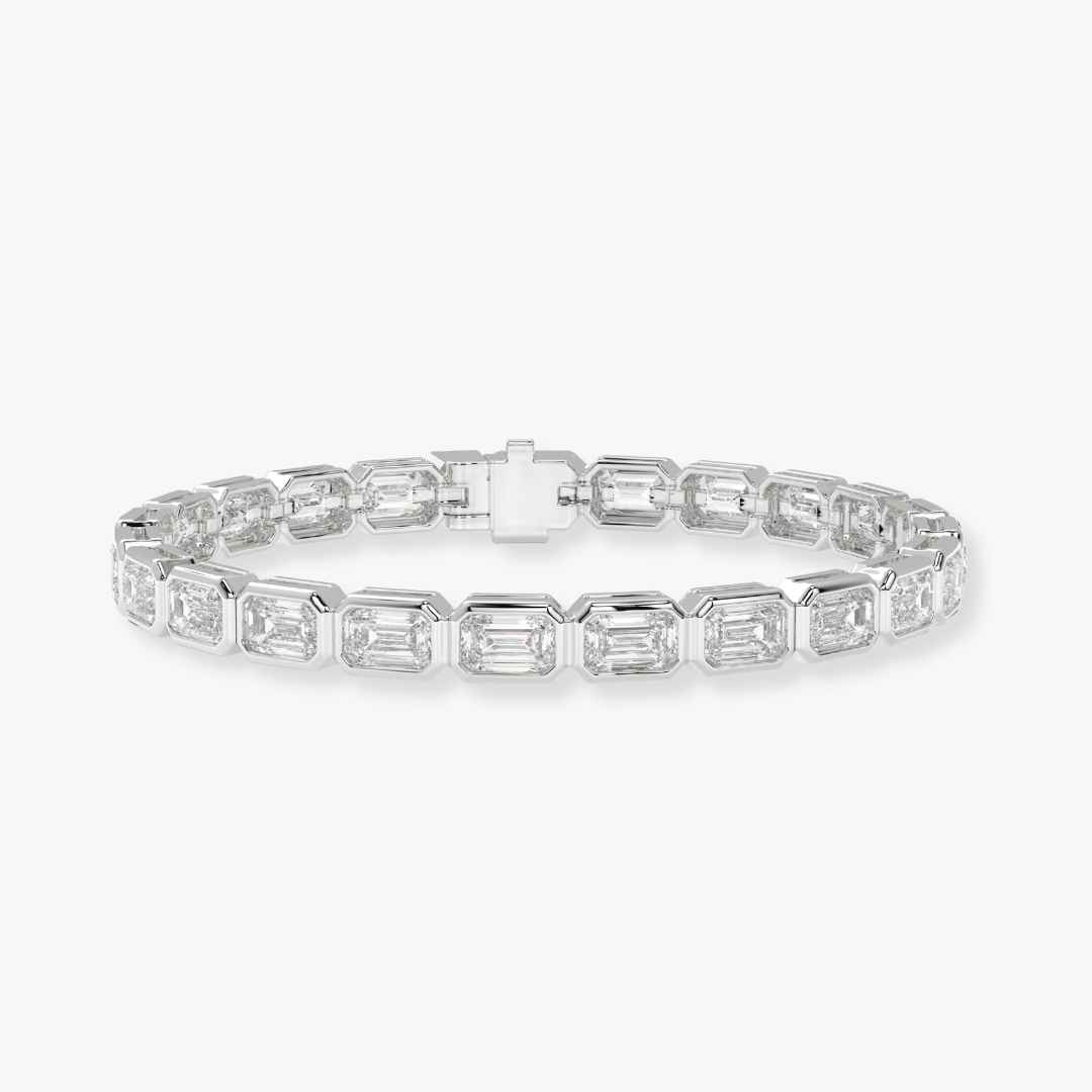 Bezel-Set Emerald-Cut Diamond Tennis Bracelet, 3.75ct total