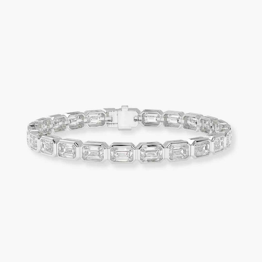 Bezel-Set Emerald-Cut Diamond Tennis Bracelet, 3.75ct total