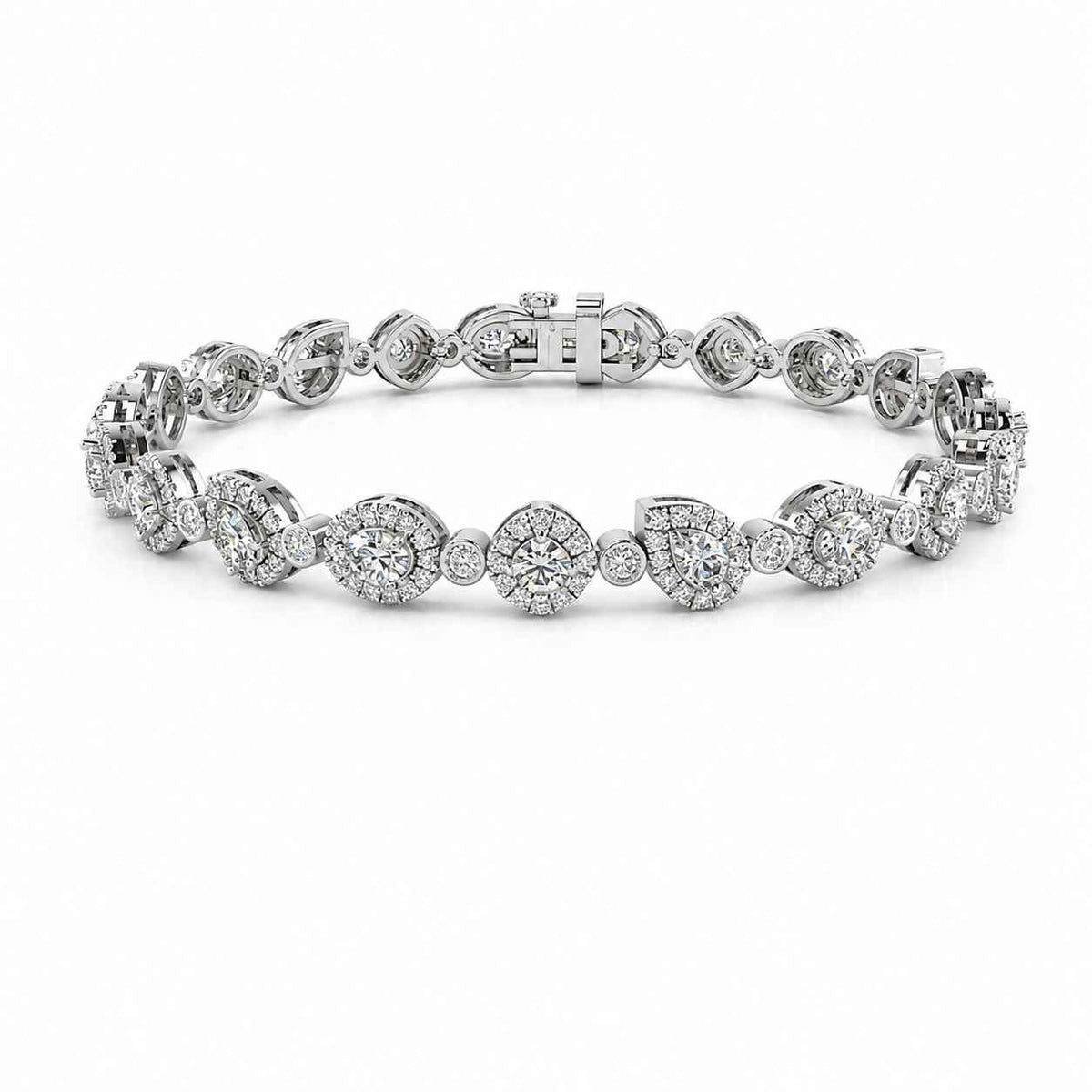 Mixed-Cut Diamond Halo Bracelet, 5.00ct total