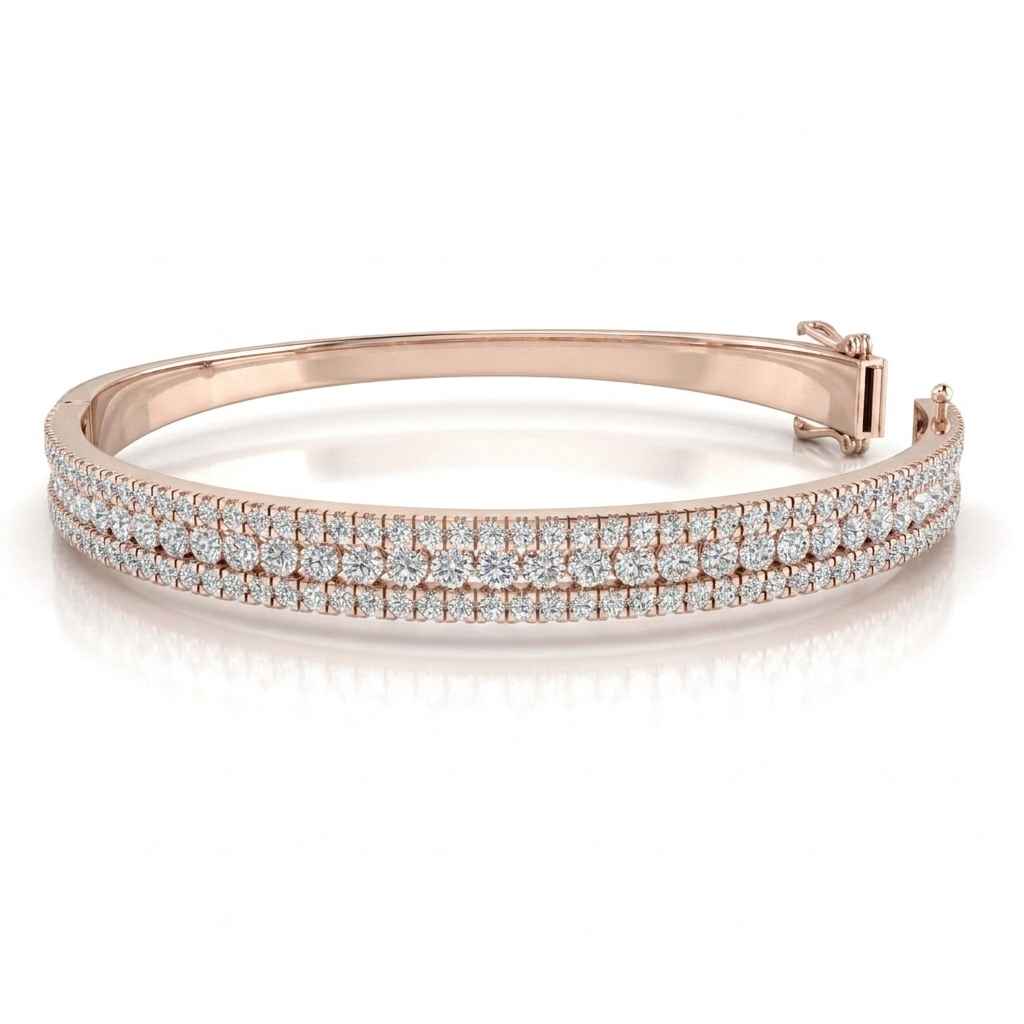 Round Diamond Bangle, 4.00ct total in Rose Gold