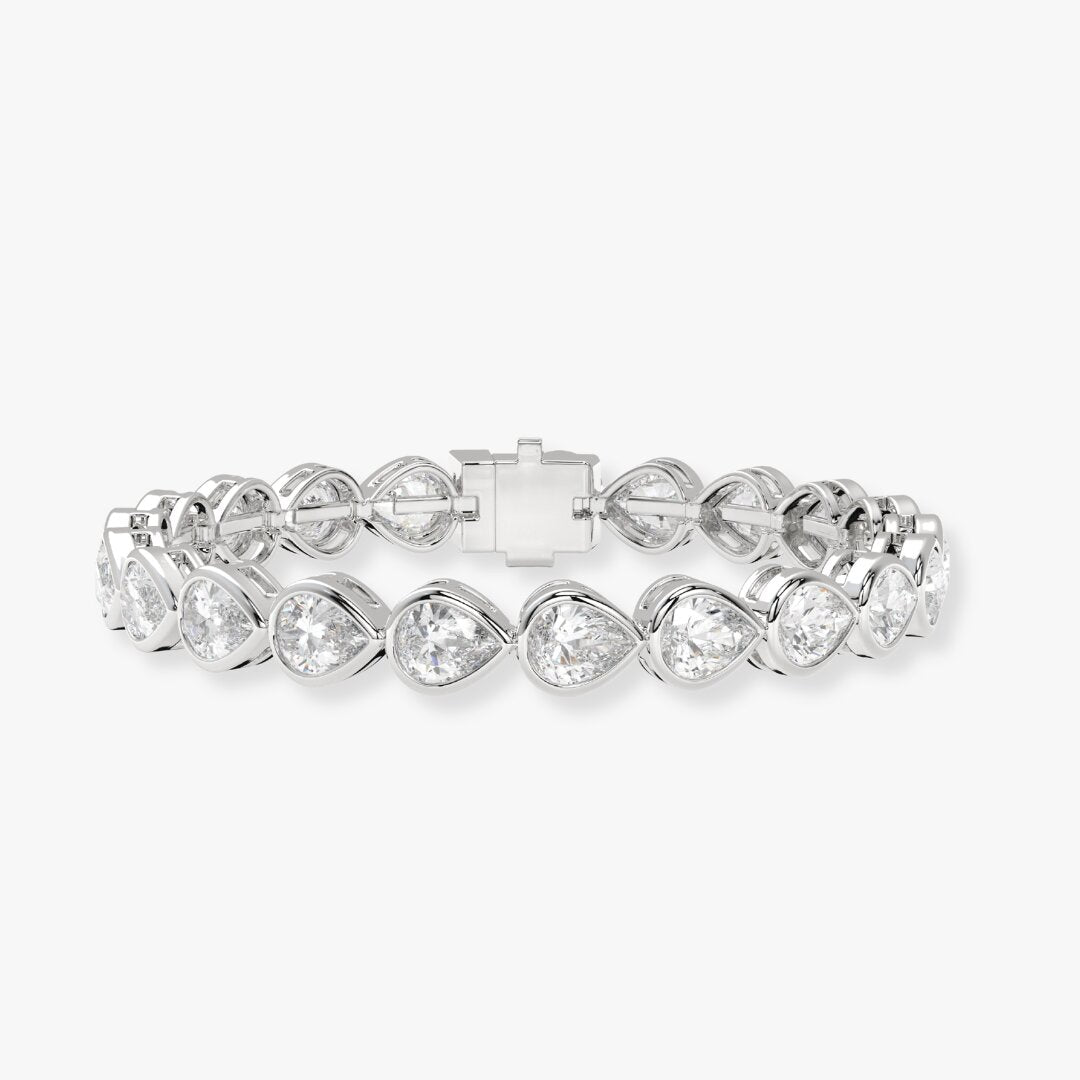 Bezel-Set Pear Diamond Tennis Bracelet, 2.90ct total