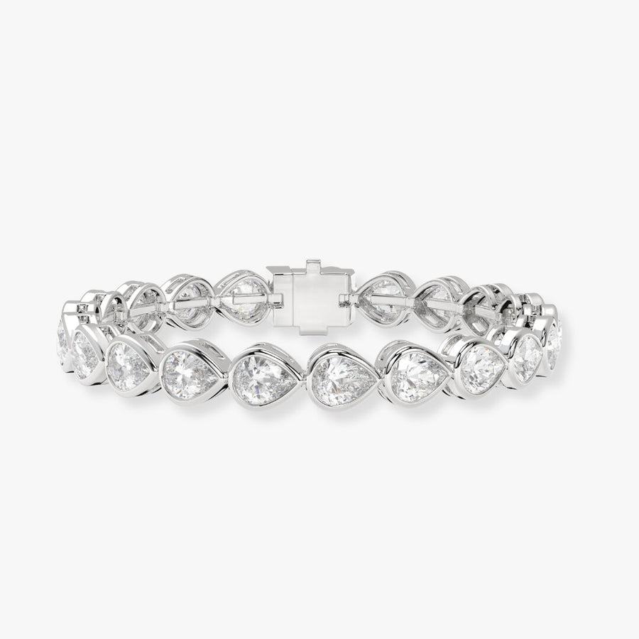 Bezel-Set Pear Diamond Tennis Bracelet, 2.90ct total