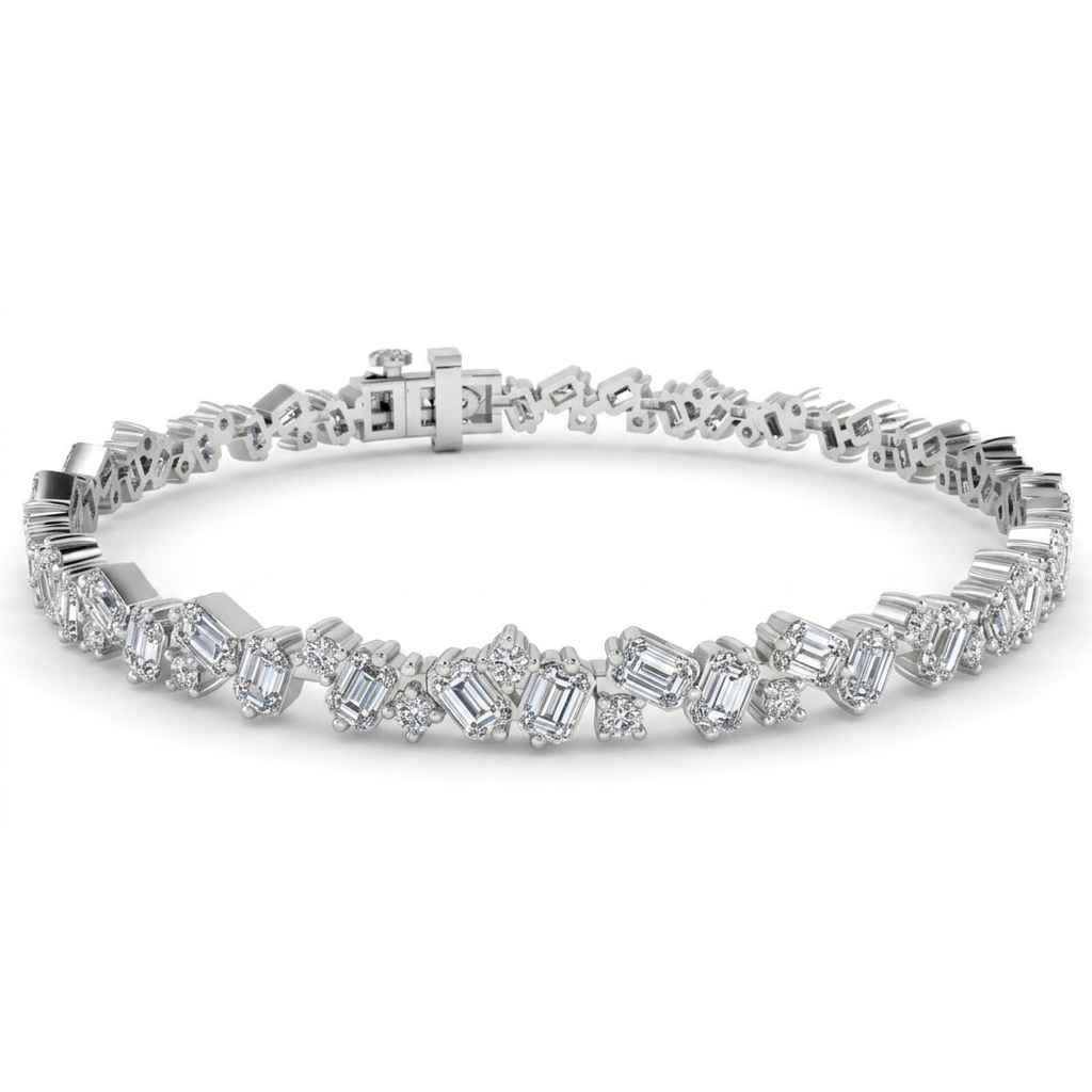 Four-Claw Mixed-Cut Diamond Tennis Bracelet, 6.00ct total