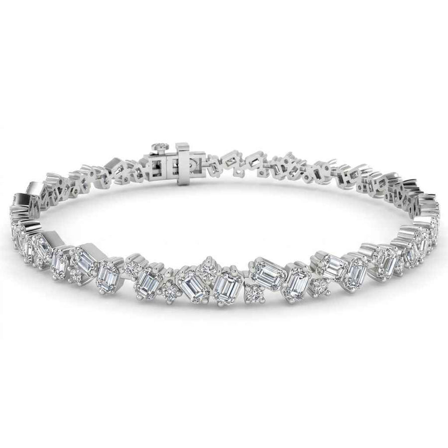 Four-Claw Mixed-Cut Diamond Tennis Bracelet, 6.00ct total