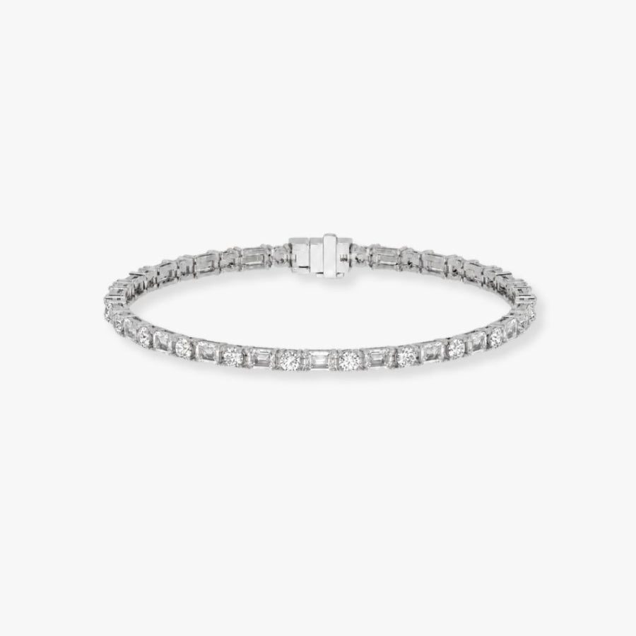 Bezel-Set Mixed-Cut Diamond Tennis Bracelet, 6.85ct total