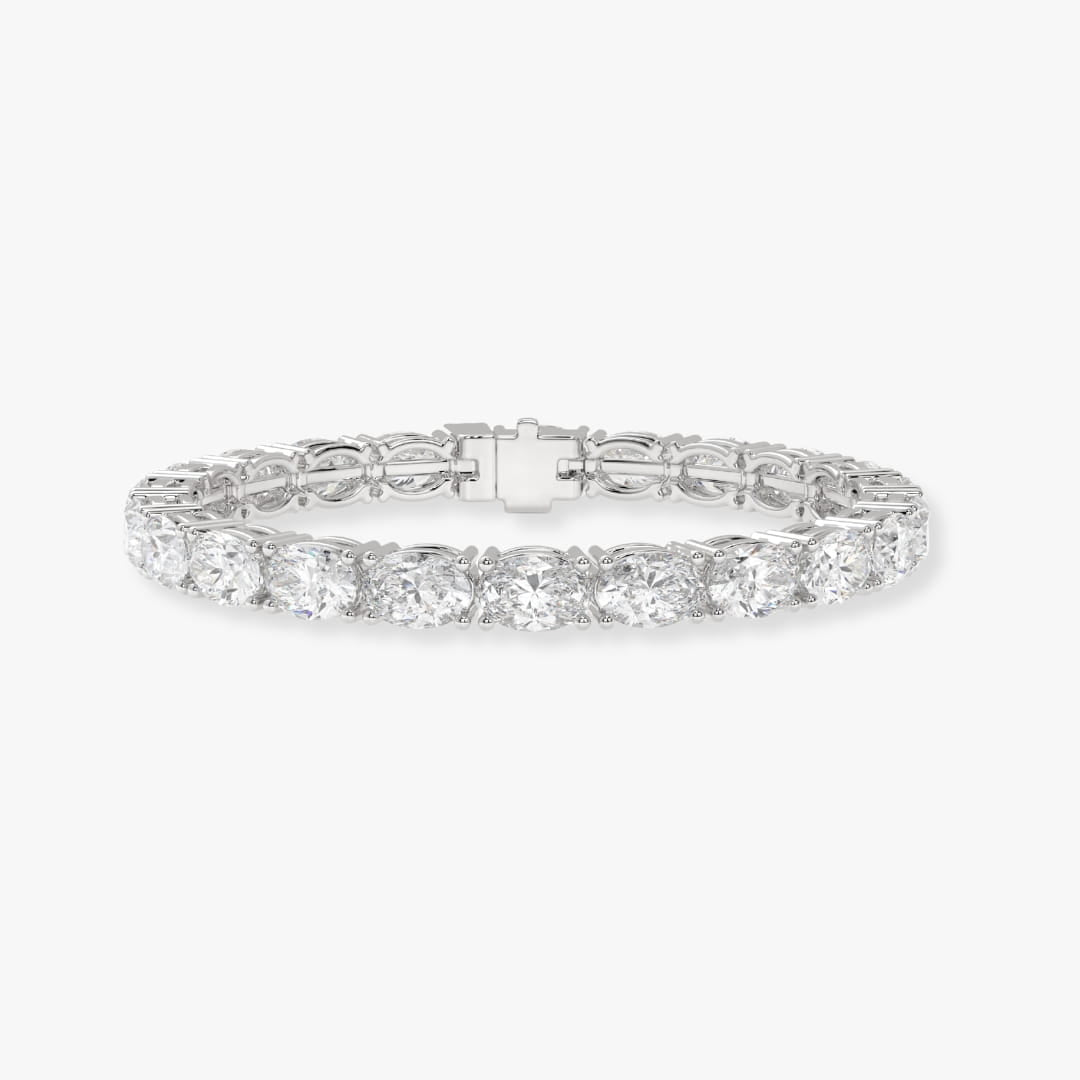Bezel-Set Oval Diamond Tennis Bracelet, 6.00ct total