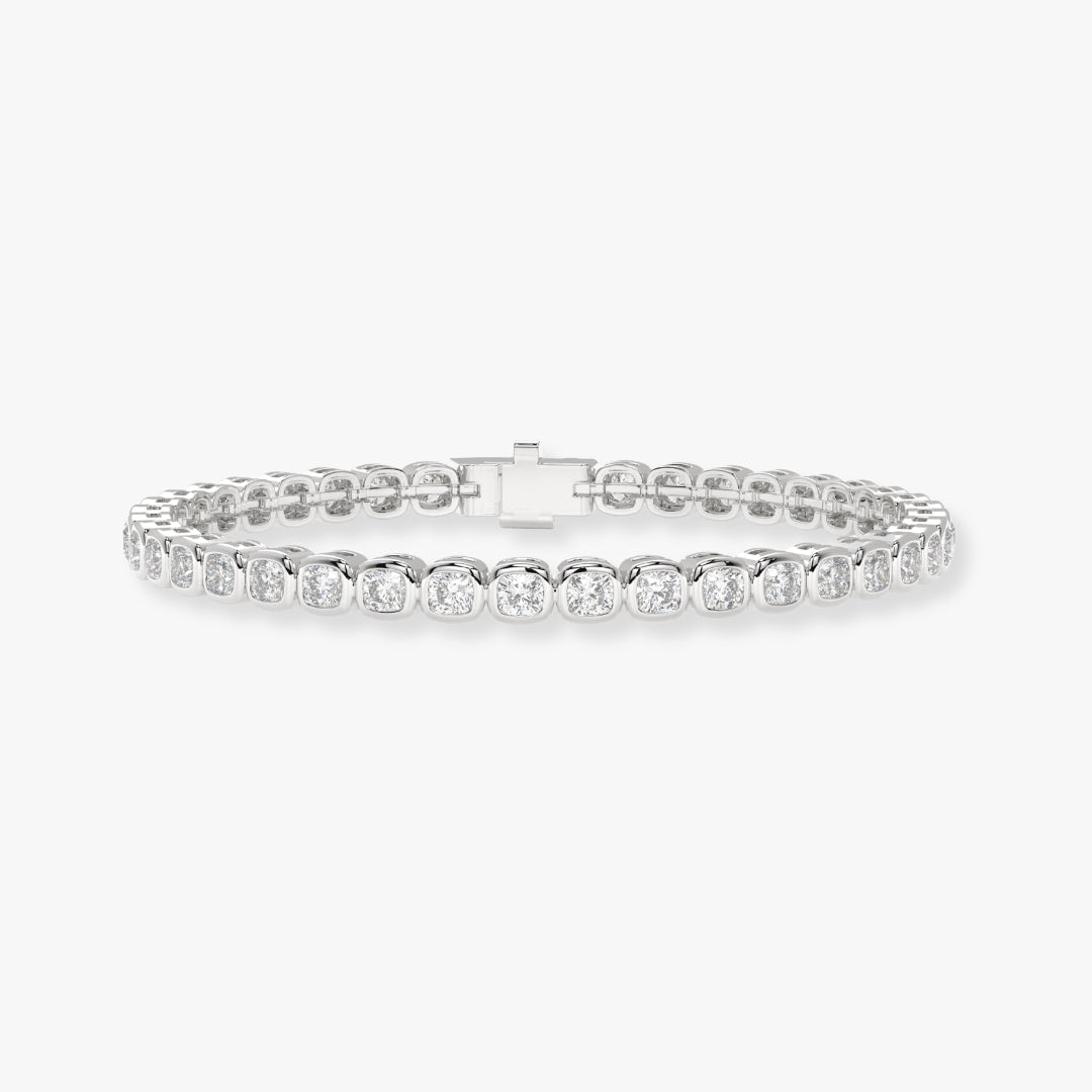 Bezel-Set Cushion Diamond Tennis Bracelet, 9.30ct total