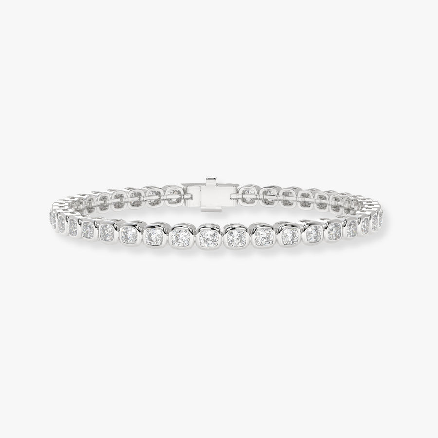 Bezel-Set Cushion Diamond Tennis Bracelet, 9.30ct total