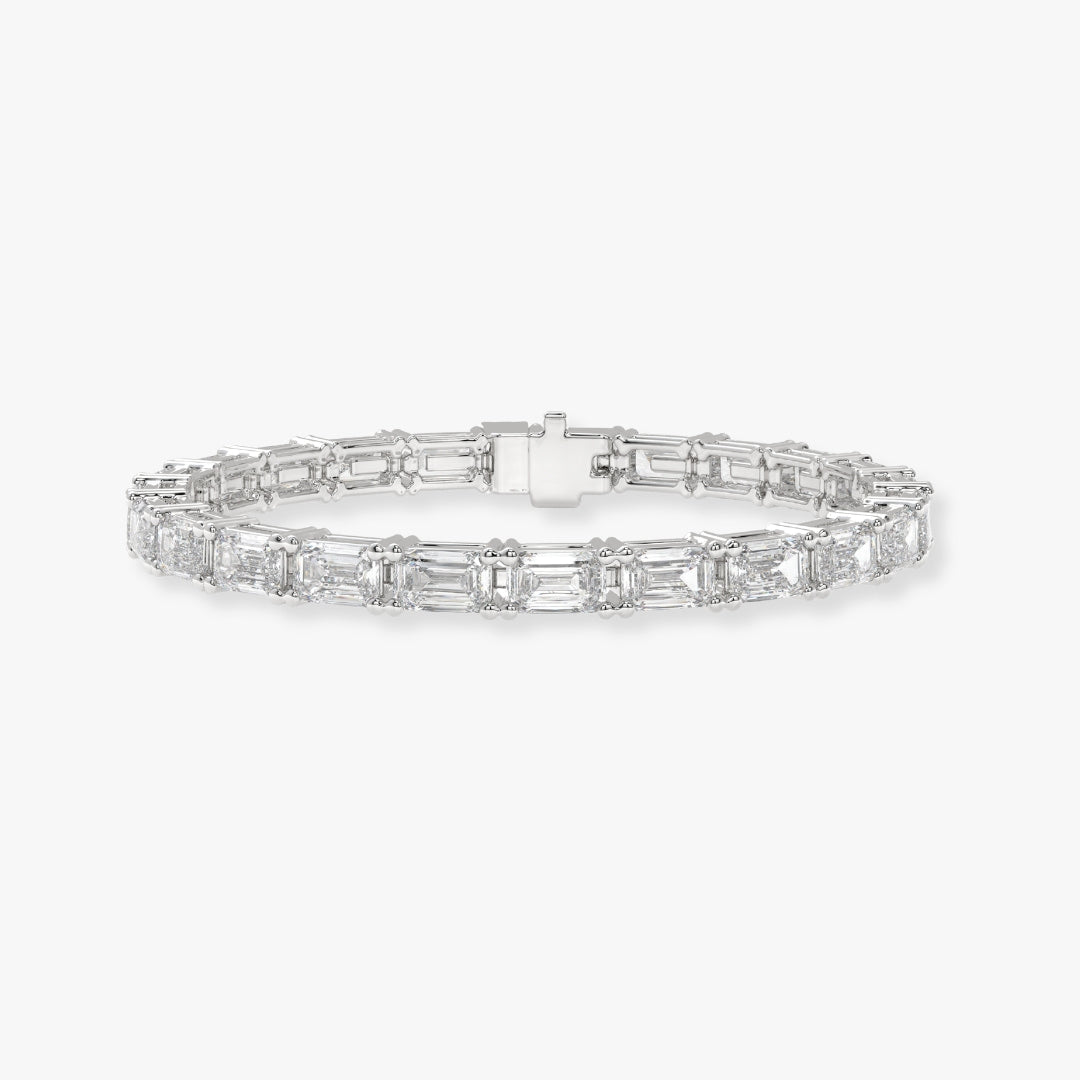 Bezel-Set Emerald-Cut Diamond Tennis Bracelet, 6.50ct total
