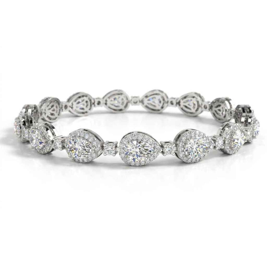 Pear Diamond Halo Bracelet, 12.00ct total