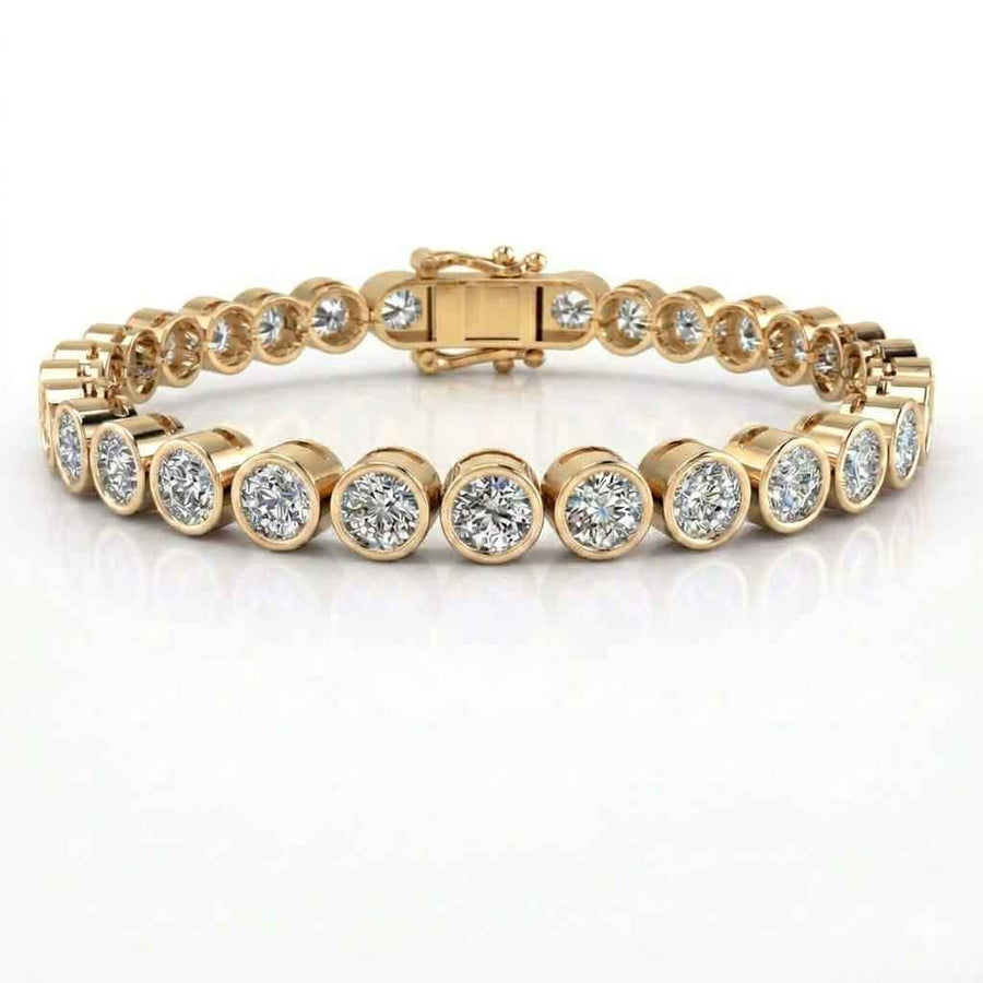Bezel-Set Round Diamond Tennis Bracelet, 7.00ct total