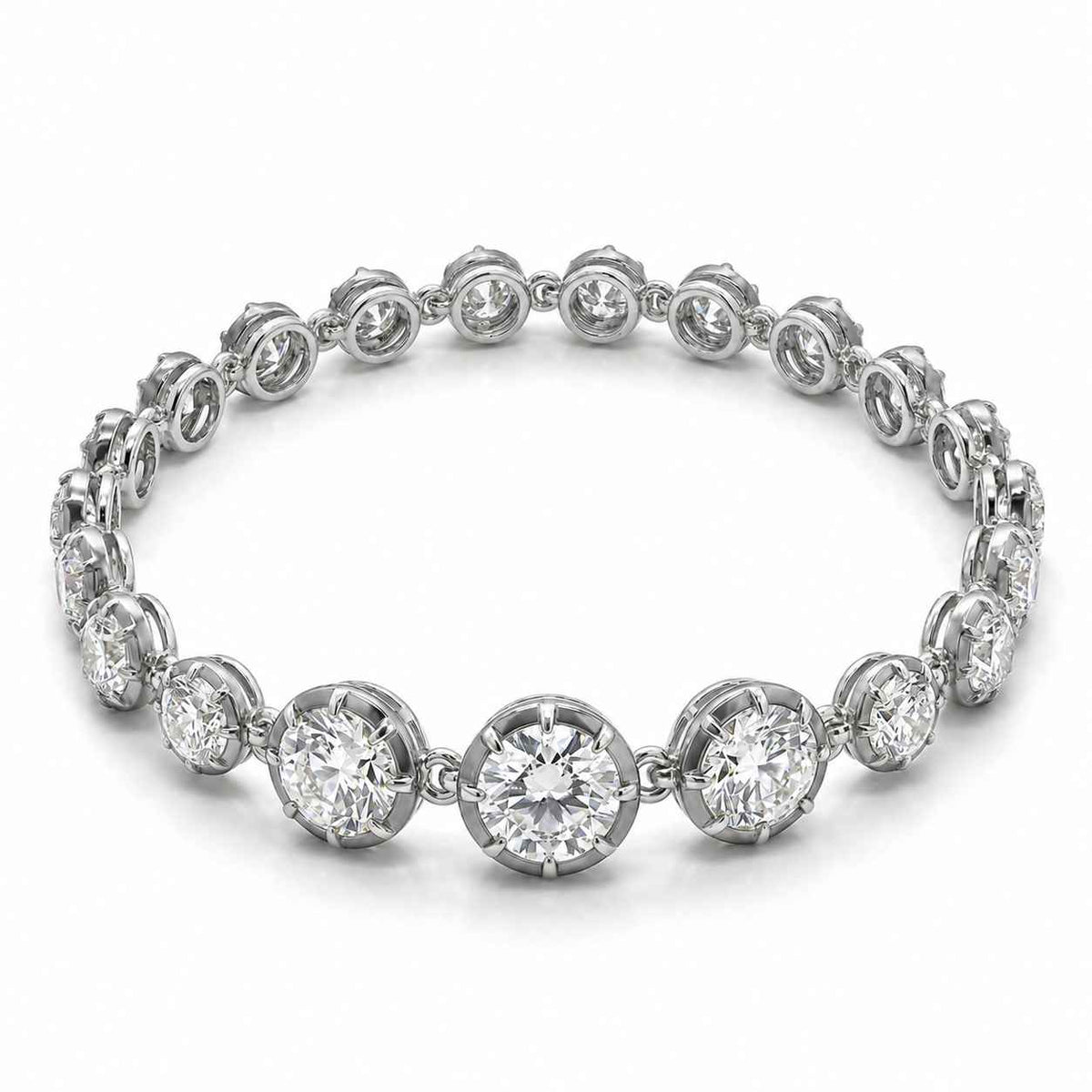 Bezel-Set Round Diamond Tennis Bracelet, 4.75ct total