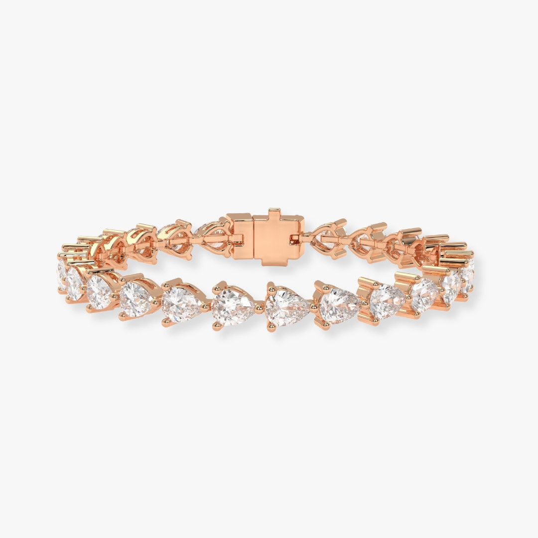 Bezel-Set Pear Diamond Tennis Bracelet, 5.60ct total in Rose Gold