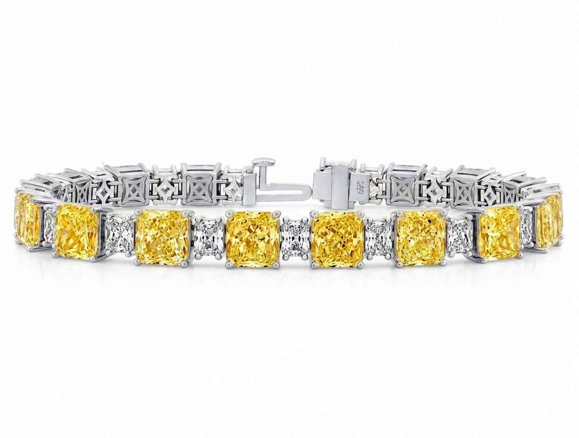 Bezel-Set Mixed-Cut Diamond Tennis Bracelet, 17.20ct total