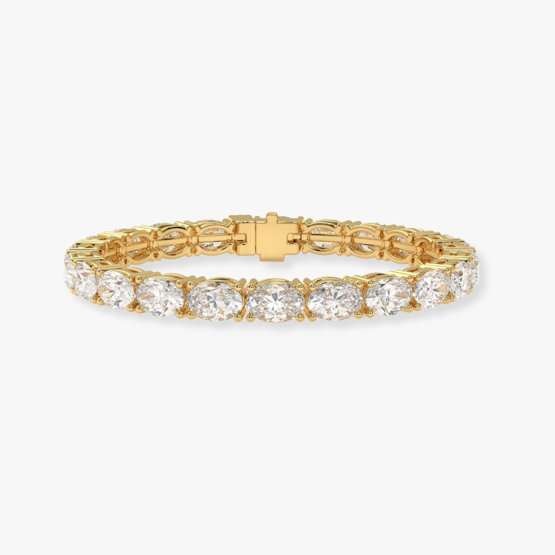 Bezel-Set Oval Diamond Tennis Bracelet, 9.00ct total in Yellow Gold