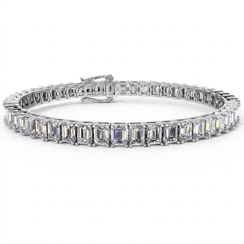 Four-Claw Emerald-Cut Diamond Tennis Bracelet, 13.00ct total
