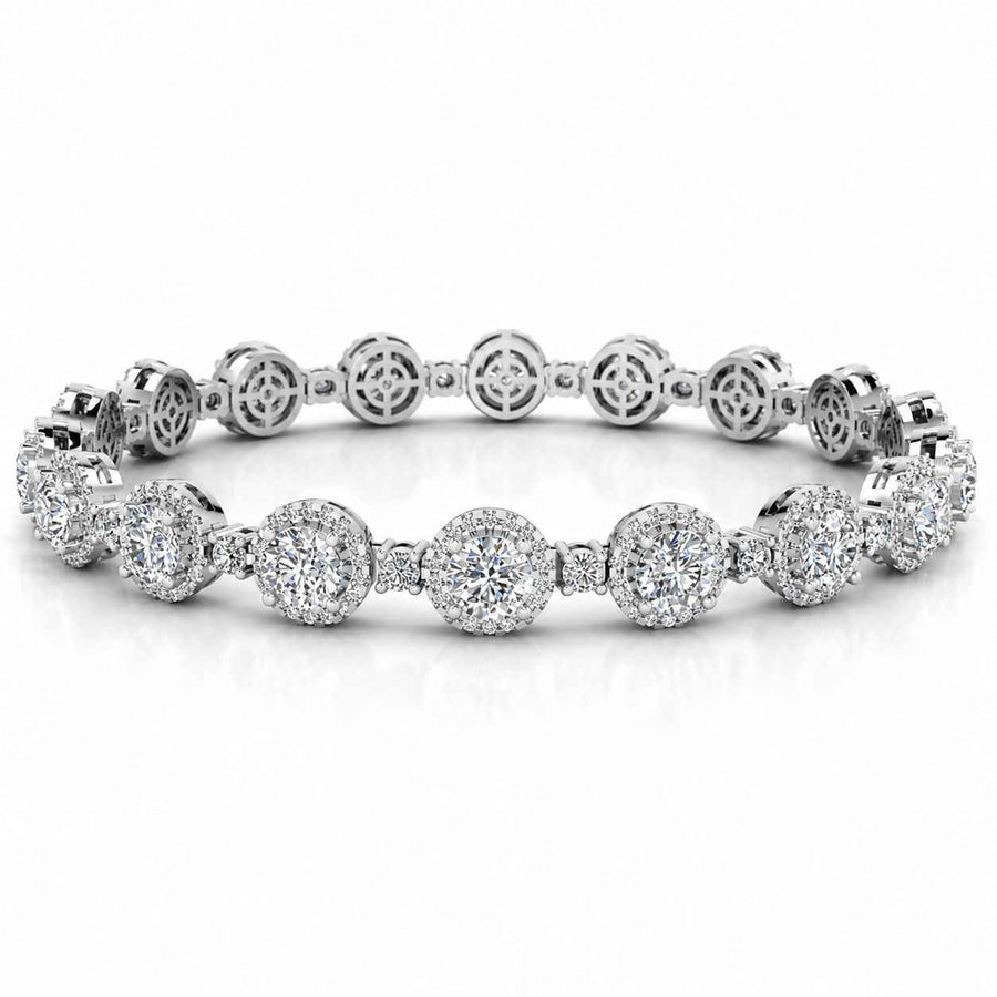 Round Diamond Halo Bracelet, 12.00ct total