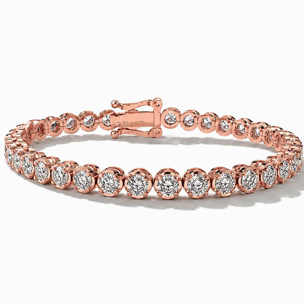 Illusion-Set Round Diamond Tennis Bracelet, 14.00ct total in Rose Gold