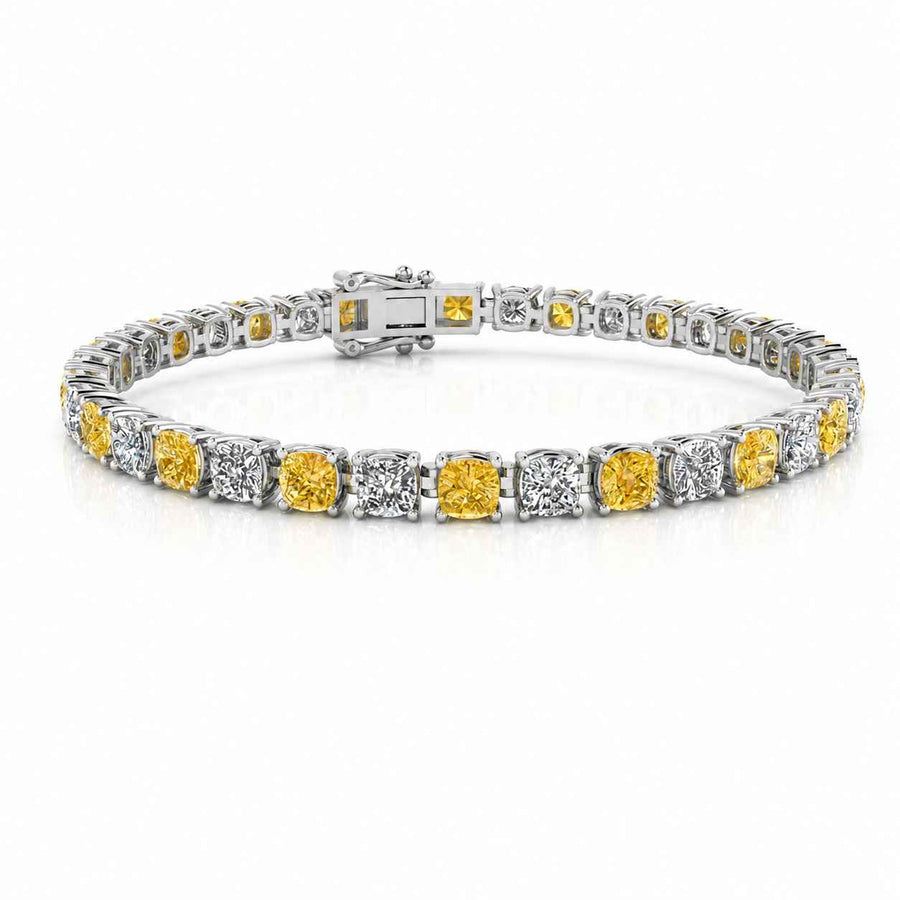 Four-Claw Cushion Diamond Tennis Bracelet, 14.00ct total