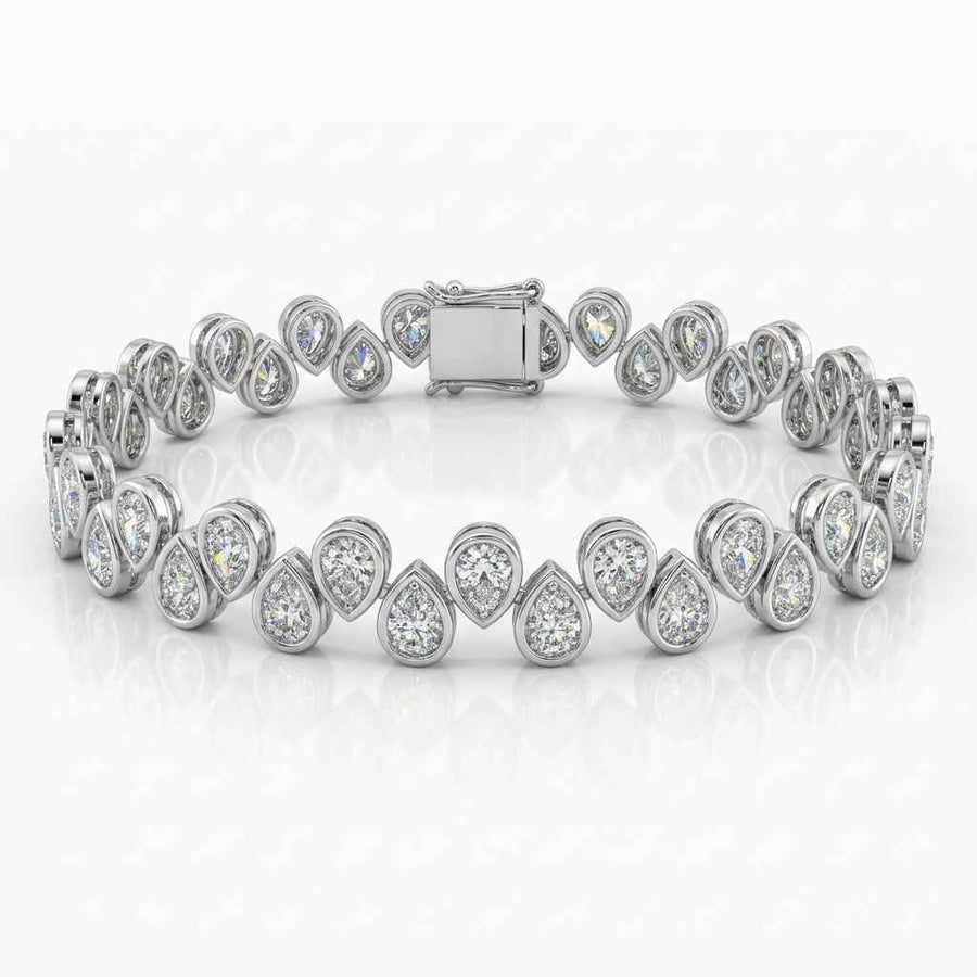 Bezel-Set Pear Diamond Tennis Bracelet, 5.00ct total
