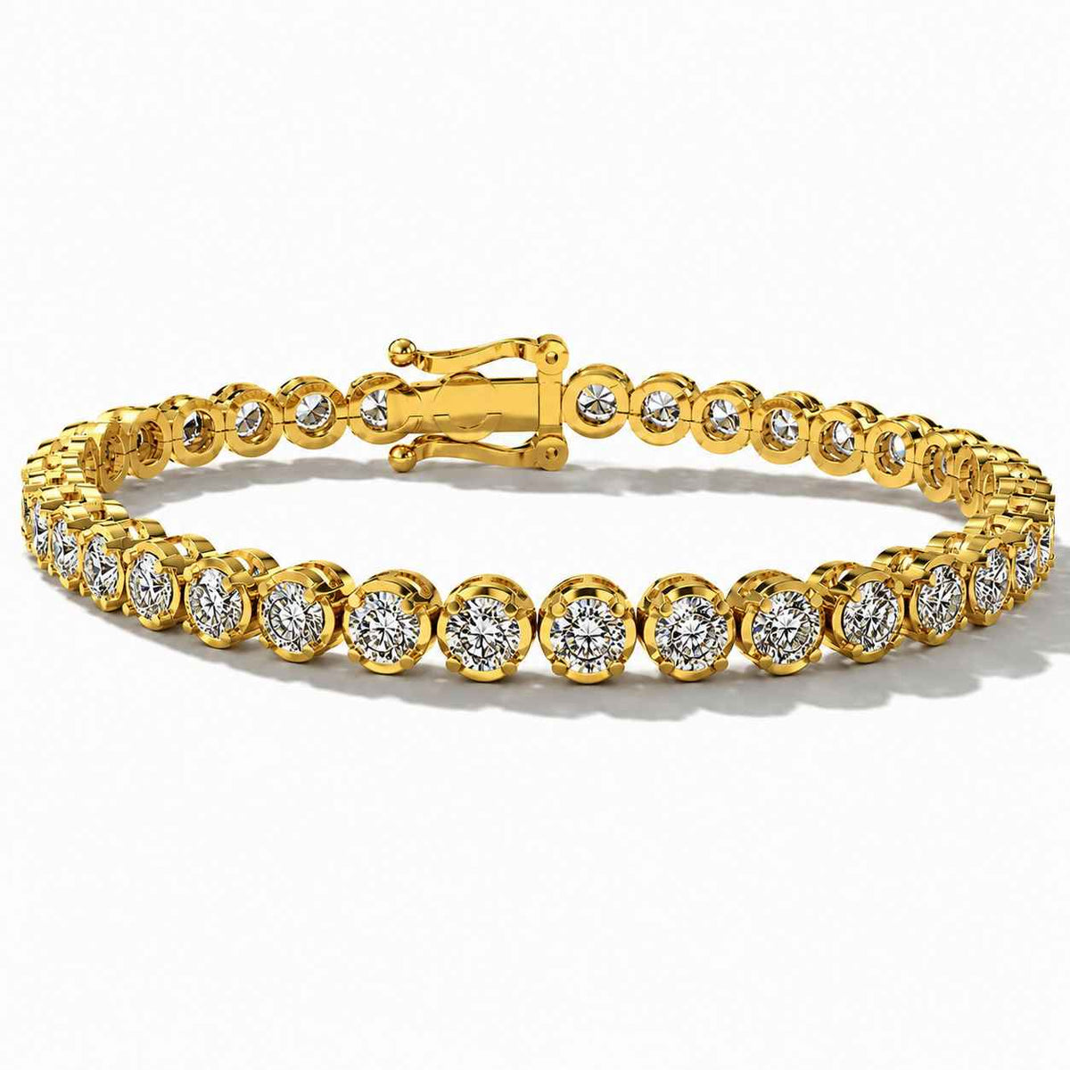 Illusion-Set Round Diamond Tennis Bracelet, 8.00ct total in Yellow Gold