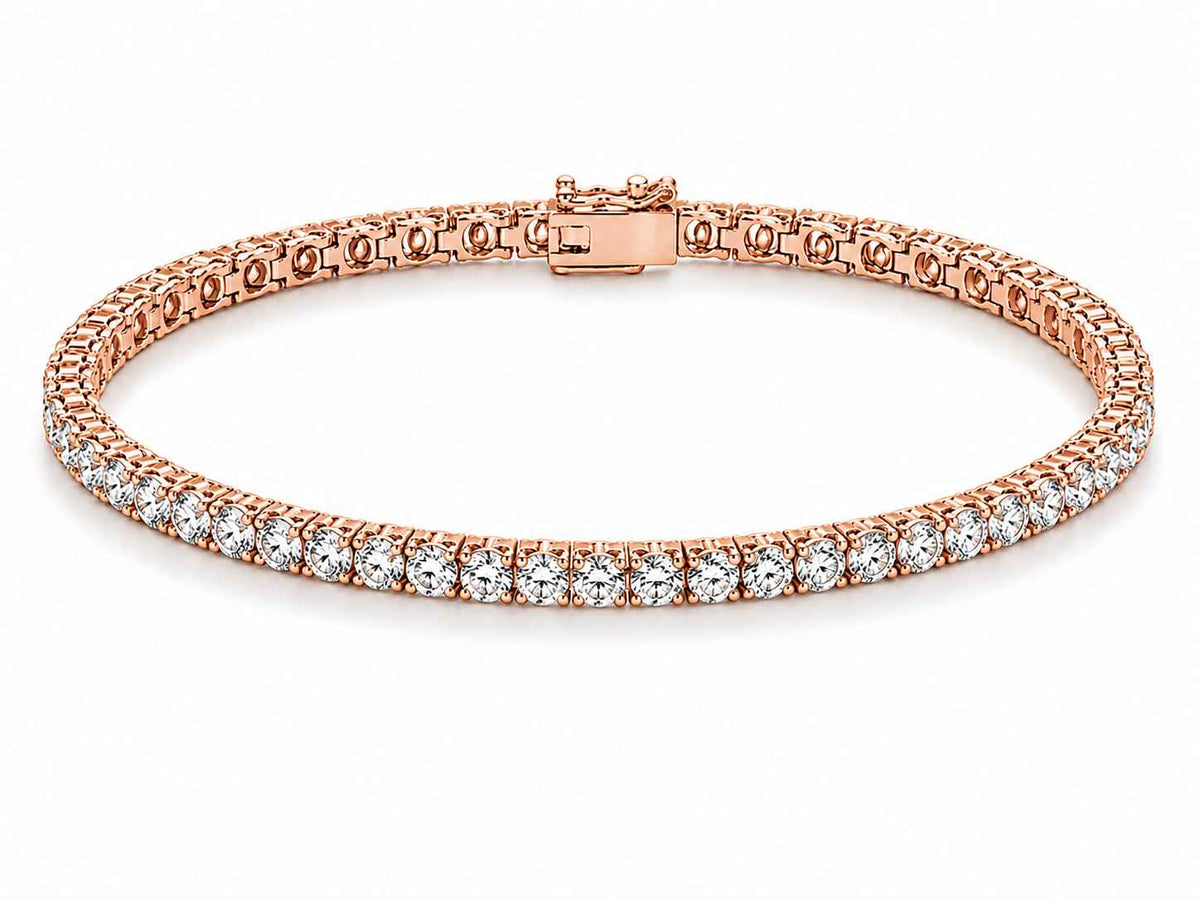 Four-Claw Round Diamond Tennis Bracelet, 10.00ct total in Rose Gold
