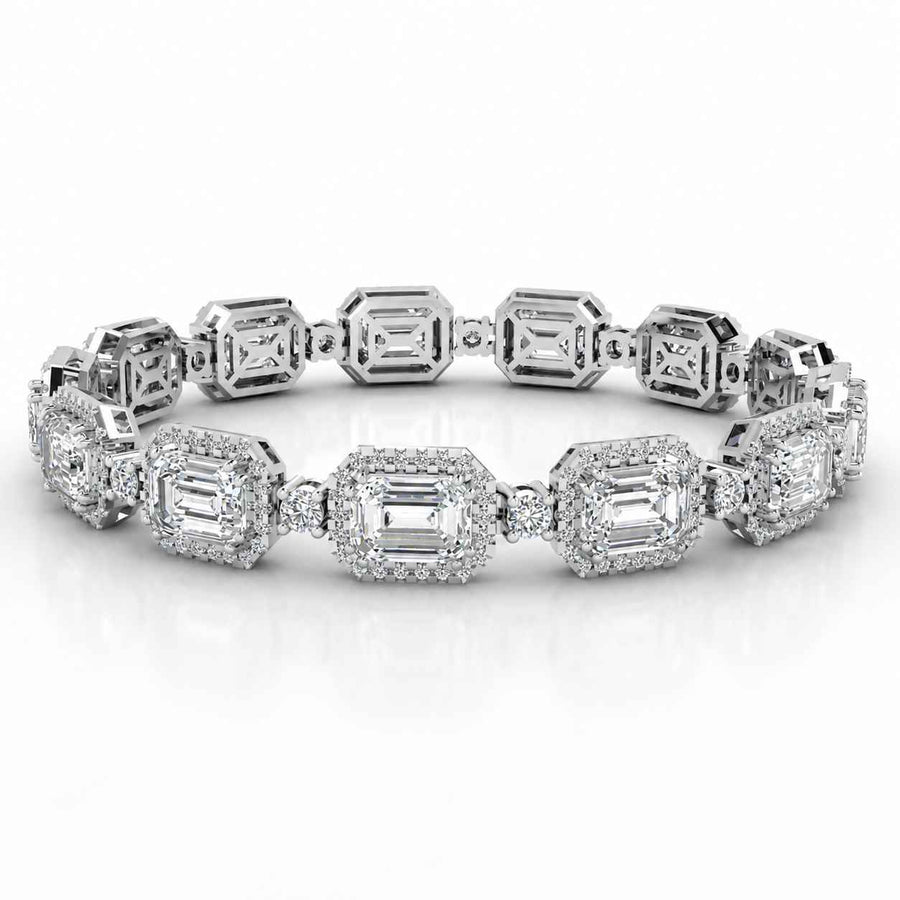 Emerald-Cut Diamond Halo Bracelet, 11.00ct total