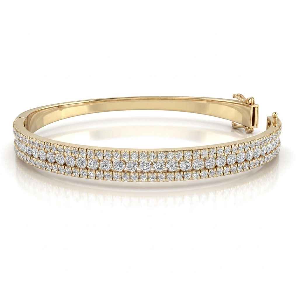 Round Diamond Bangle, 4.00ct total in Yellow Gold