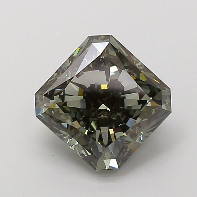 Square Radiant Fancy Deep Gray Green Lab-grown Diamond 3.01ct VS1 loose diamond